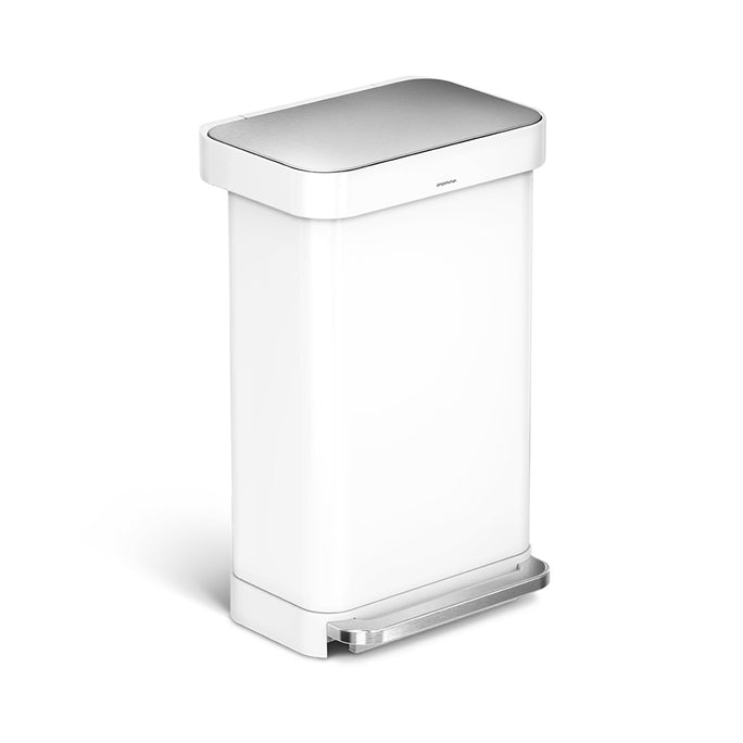 45L rectangular step can with liner pocket - white finish - main image