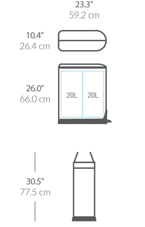 40L dual compartment butterfly step can