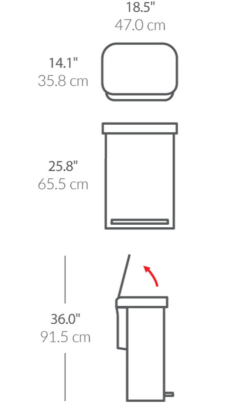 55L rectangular step can with liner pocket