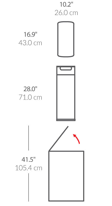 40L slim rectangular touch-bar can