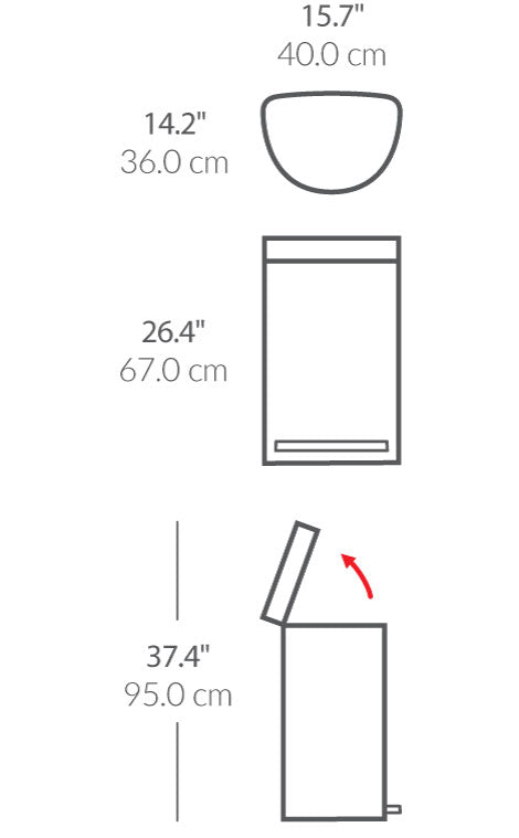 45L semi-round step can with liner rim