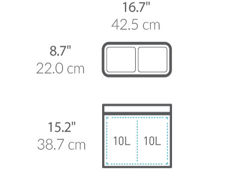 20L dual compartment slim open can