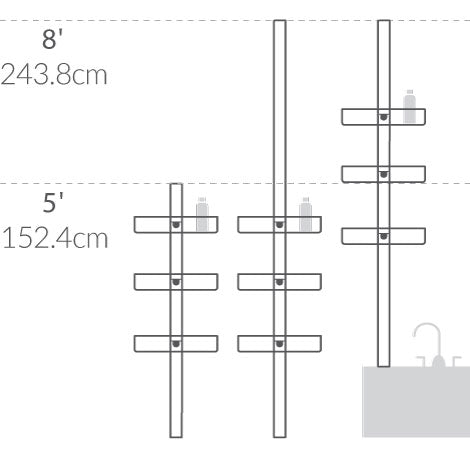 tension shower caddy, 8 ft.