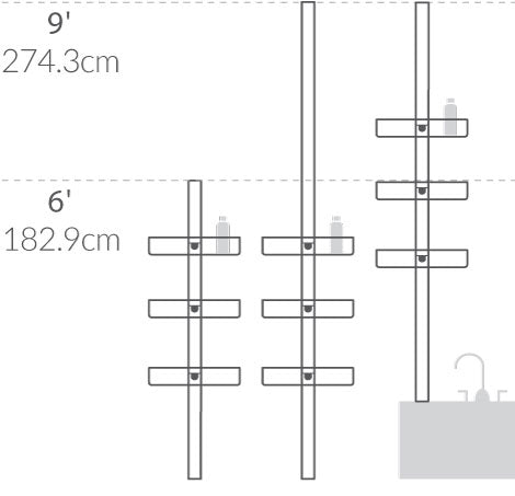 tension shower caddy, 9 ft.