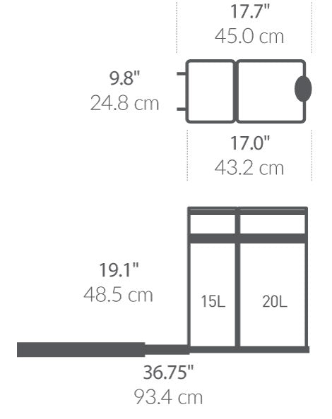 35L dual compartment under counter pull-out can